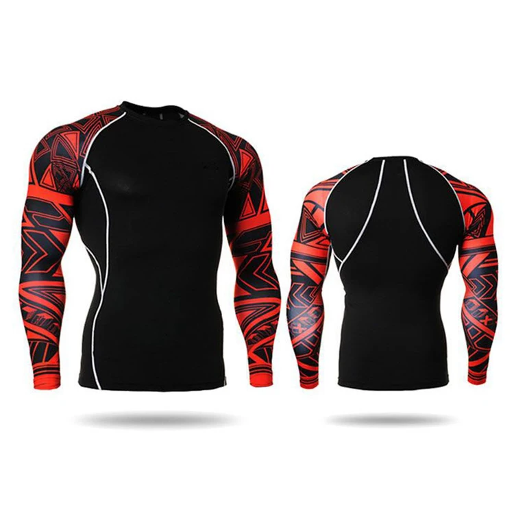 New Design Custom Printed BJJ Rash Guard Surfing Rashguard Tight Shirt Compression Wear UV Protection Men Rash Guard