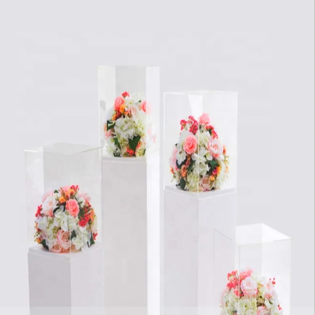 Acrylic White  Flower Walkway Rectangle Stands Wedding Decoration White Background Wedding Hall Decoration sunyu1677