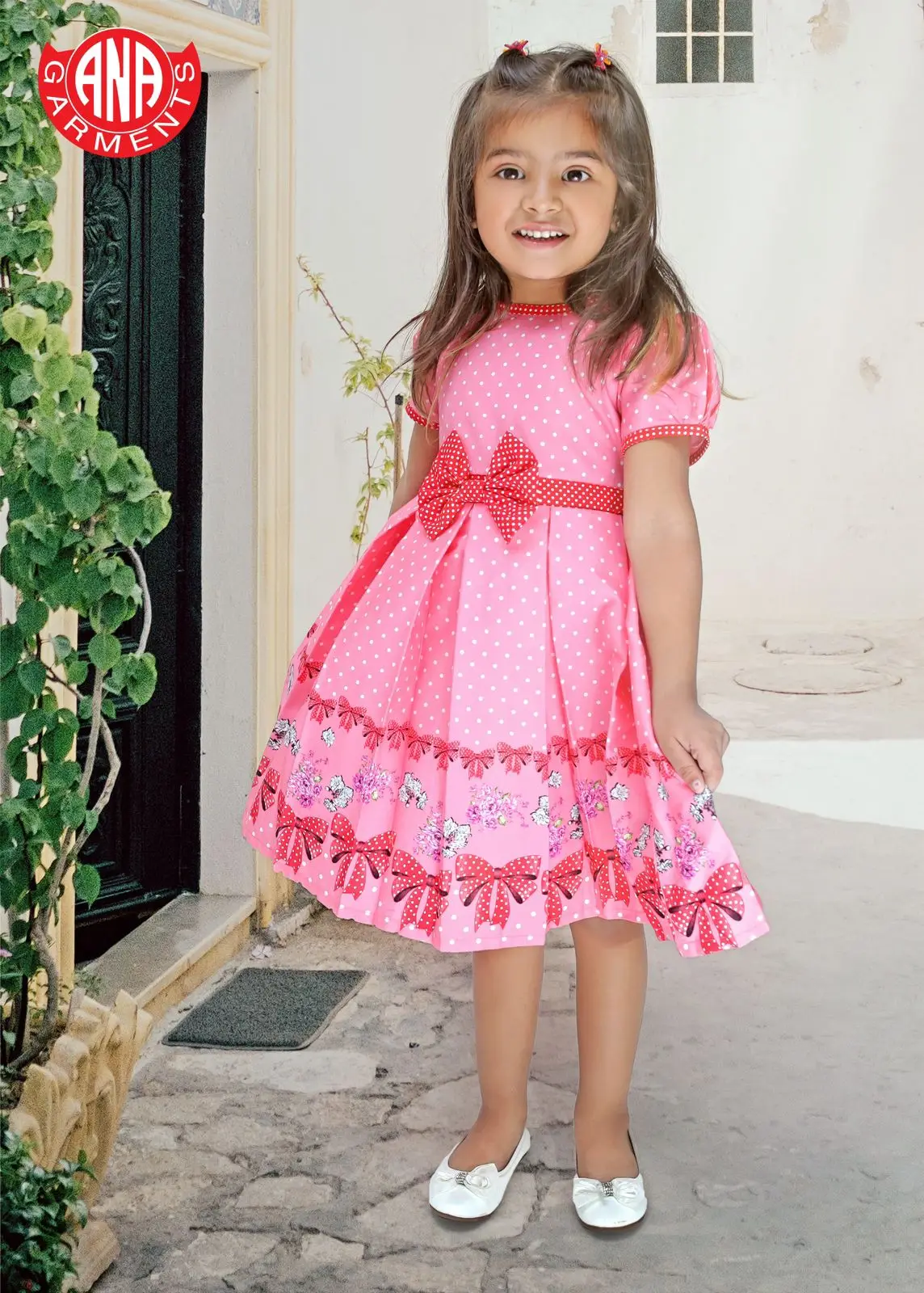 New collections of girls party dresses,flower weddings dress baby frock designs Pink body frock/baby cotton dress