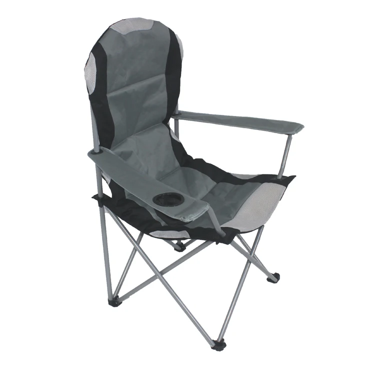 2019 deluxe Padded  beach  folding portable camping garden beach armchair with cup holder