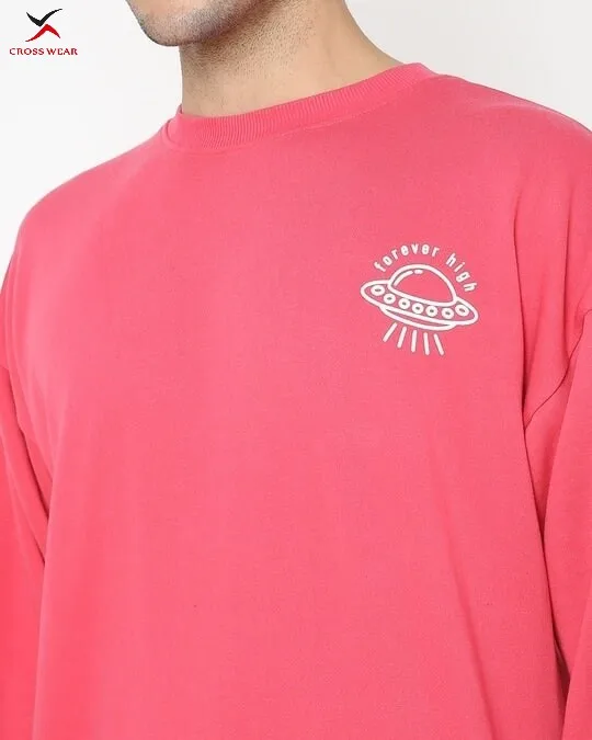 OEM Factory Rates With Custom Design Carmine Crew Neck Relaxed Fit Sweatshirts With Best Fabric Low MOQs