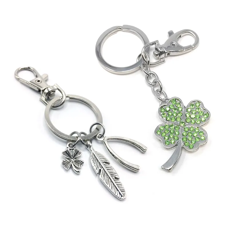 custom designer metal key chain clover leaf horseshoe good lucky charm keychain