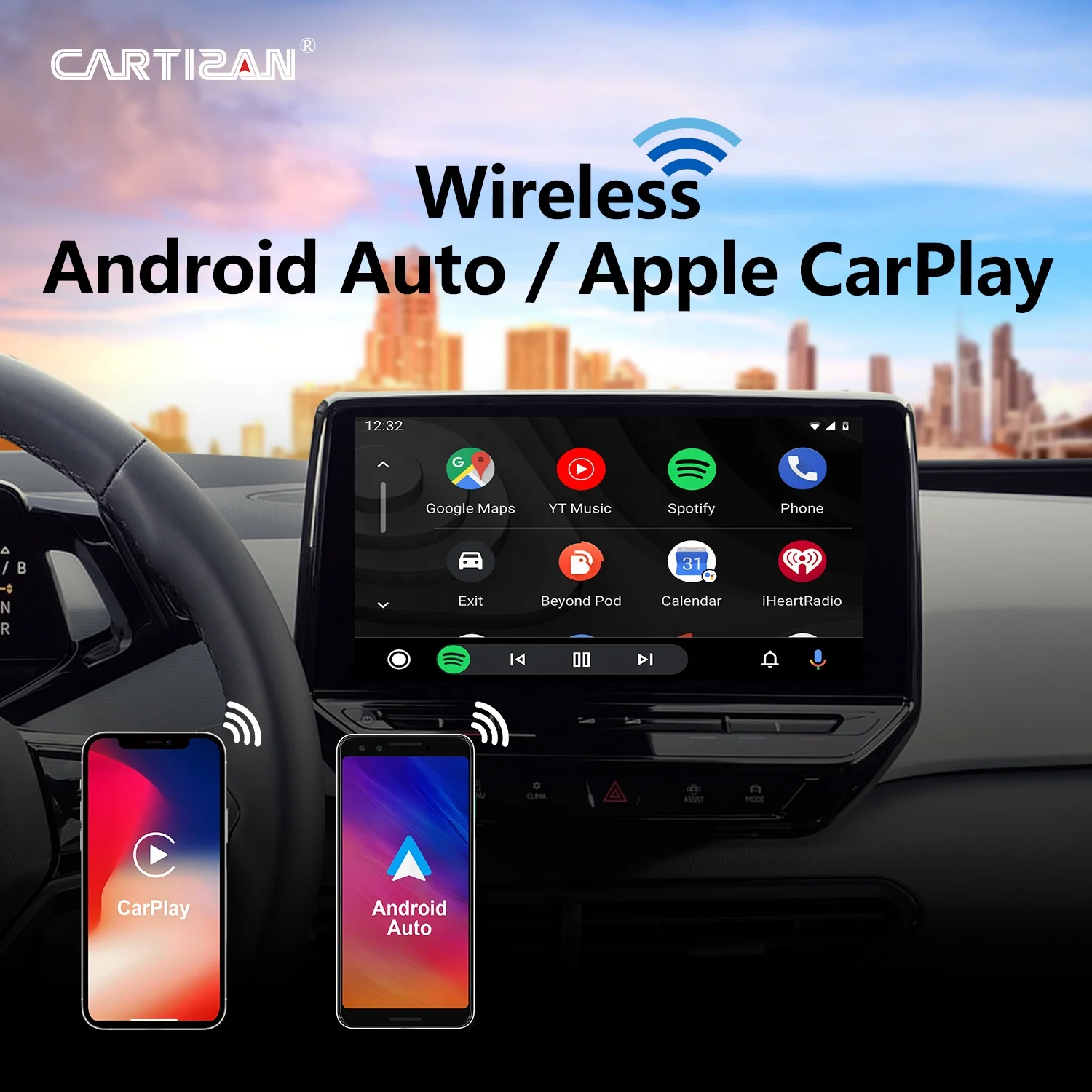 Cartizan 2 in 1 Universal Wireless CarPlay Android Auto Dongle And Android Auto