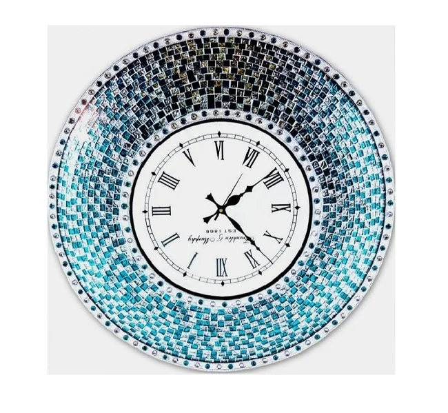 Mosaic luxury wall clock Custom Large Wooden Quartz Clock Movement Clocks And Watches Home Decor For Living