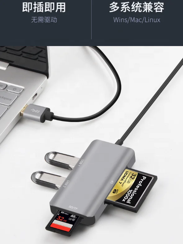 Factory Direct Supply USB 3.0 Multi Function Card Reader for SD Micro TF CF Card