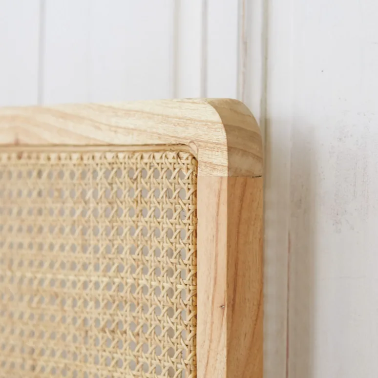 Wooden headboard with rattan cane