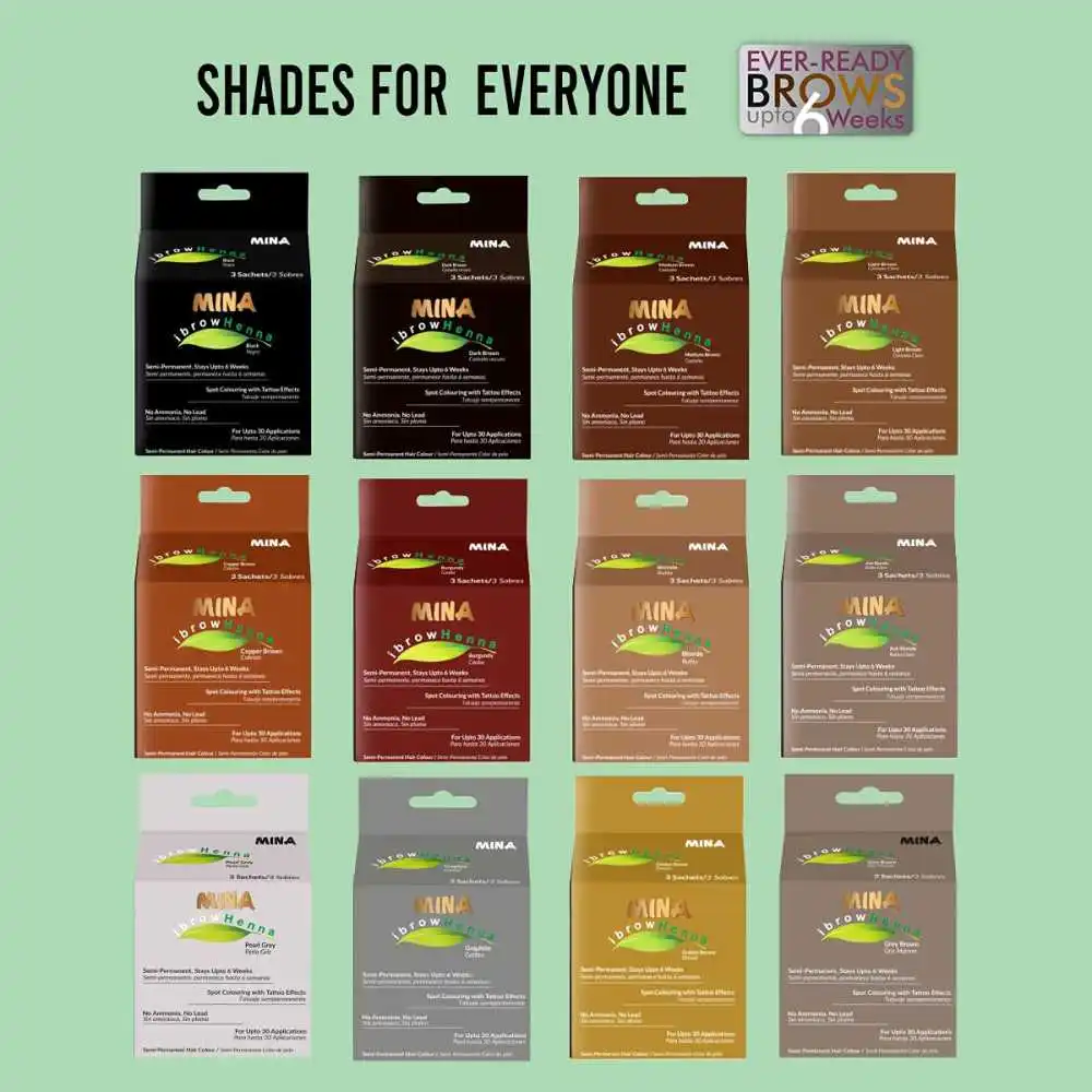 Mina eyebrow henna Long Lasting Natural Spot coloring and Hair Tinting Powder, Smudge Proof Up to 30 Applications Graphite