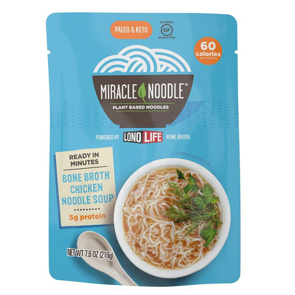 Miracle Noodles Instant Soup Delicious Chicken Bone Broth Soup Paleo Gluten Free Non GMO 216g, MOQ 1 Pallets