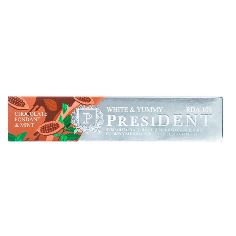 Toothpaste PRESIDENT WHITE & YUMMY chocolate fondant with mint