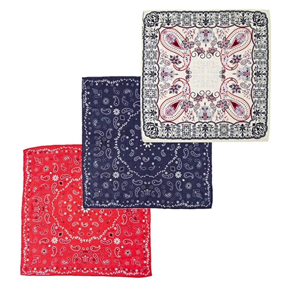 Wholesale custom printing polyester cotton bandana 55*55cm silky touching square bandanas
