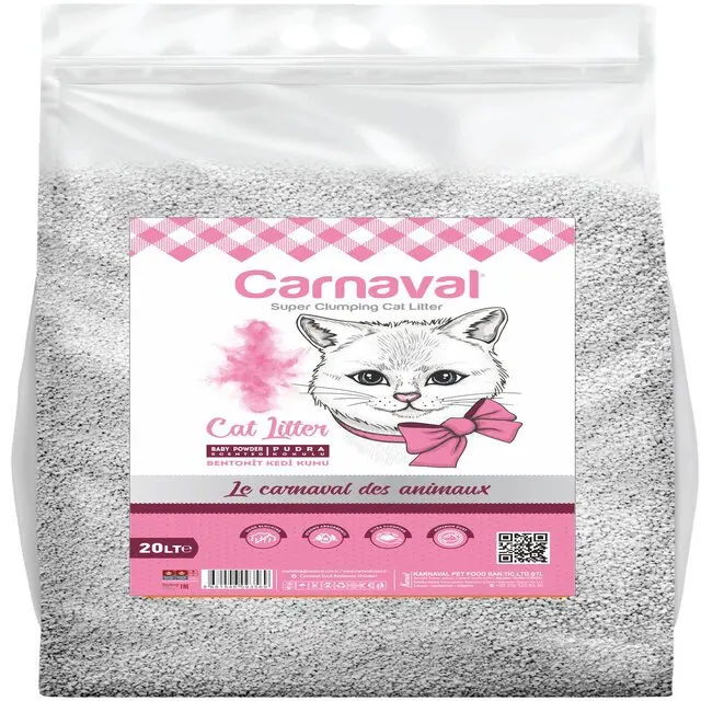 Carnaval Super Clumping Cat Litter 20 Lt Baby Powder 0,6-2,25 Mm