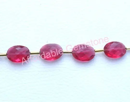 Ruby lite quartz oval shape top drilled gemstone faceted gemstones beads and gems affordable gems wholesale beads good quality