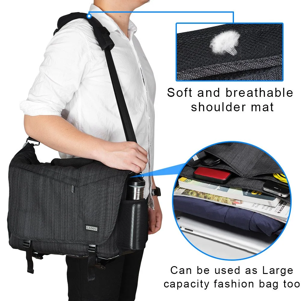 
Camera Bag Case Shoulder Messenger Photography Bag with Laptop Compartment 14
