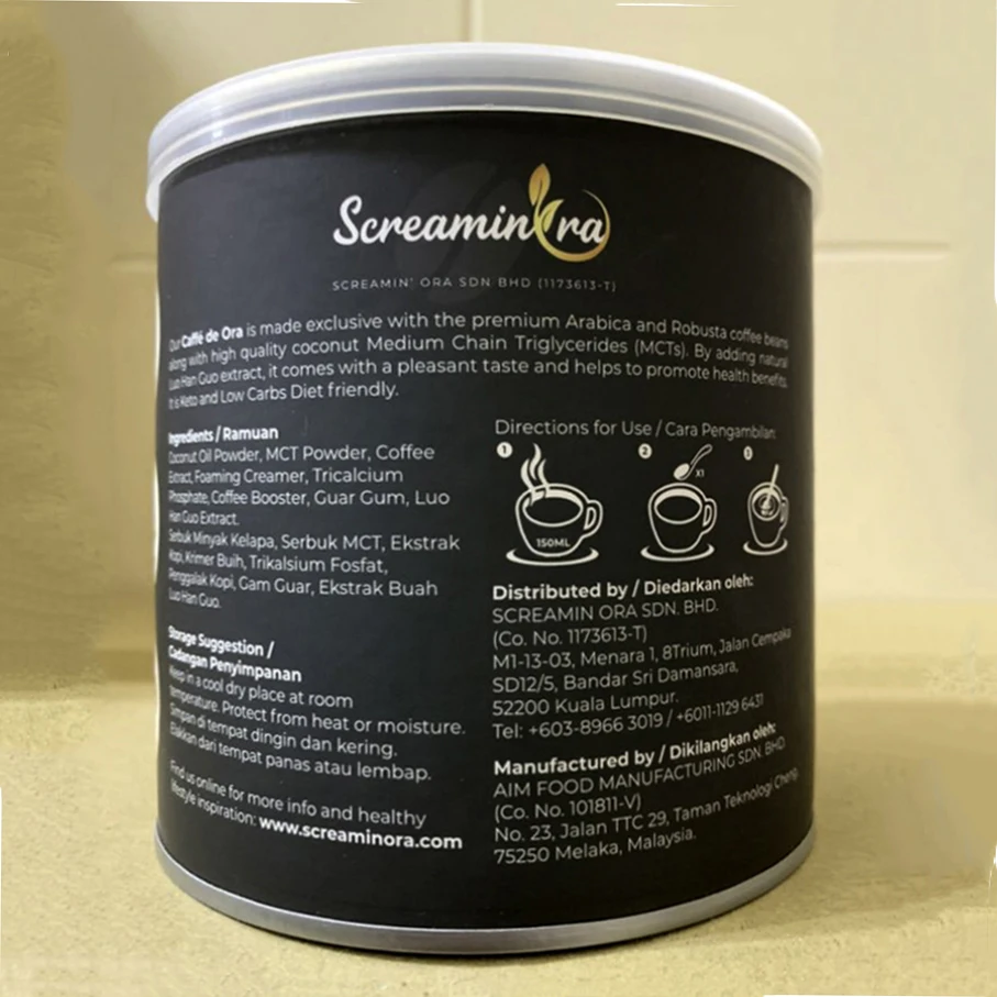 Хит продаж кофейный порошок Keto Diet без сахара оригинальный из малайзии