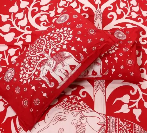 Trending Floral Printed Home Decor Cotton Double Bed Sheet with 2 Pillow Covers Finishing Handmade Bed Sheet