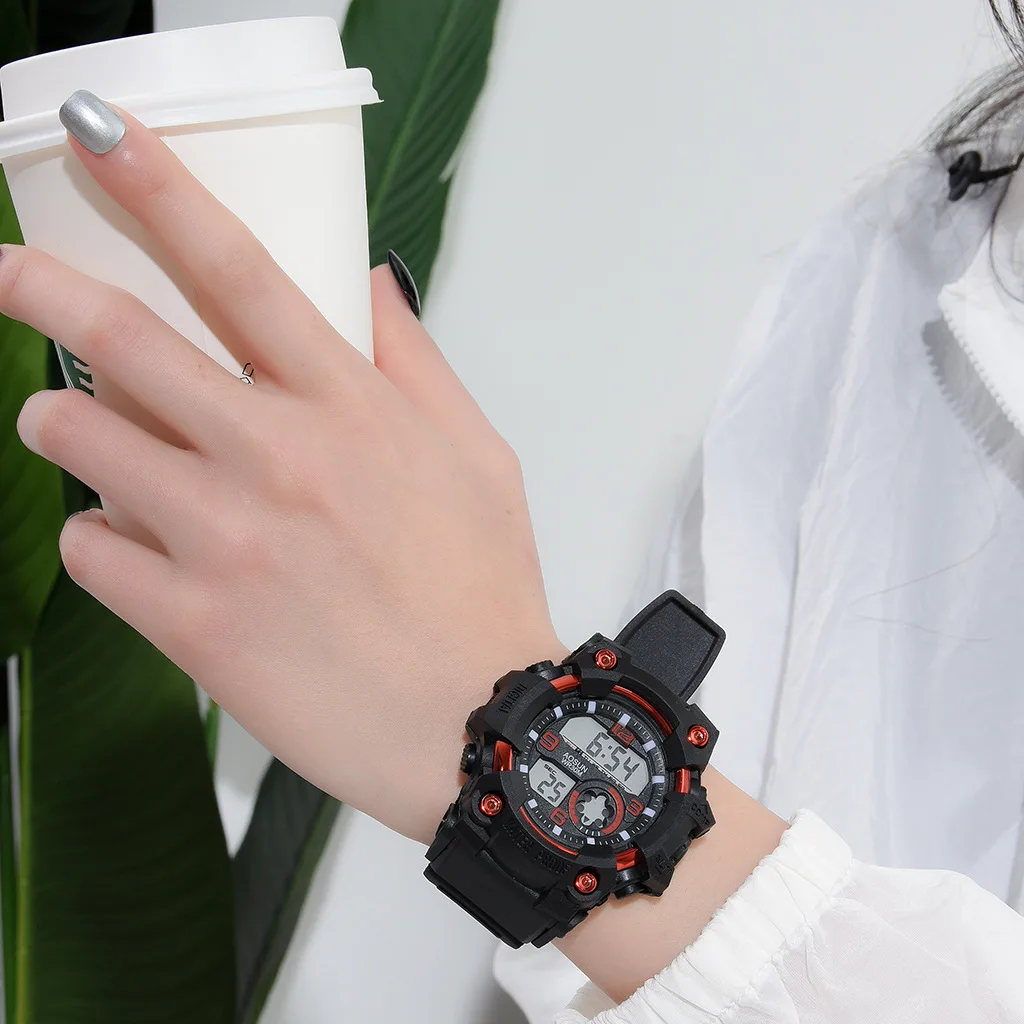 hot sale black silicone strap luxury  sports couple Alarm Calendar digital watches