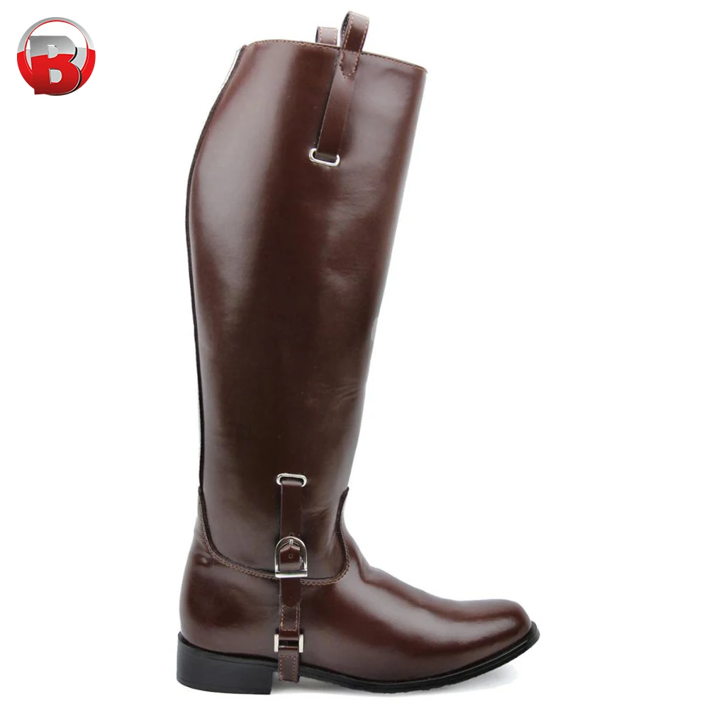 Высококачественные поло черные кожаные сапоги для верховой езды