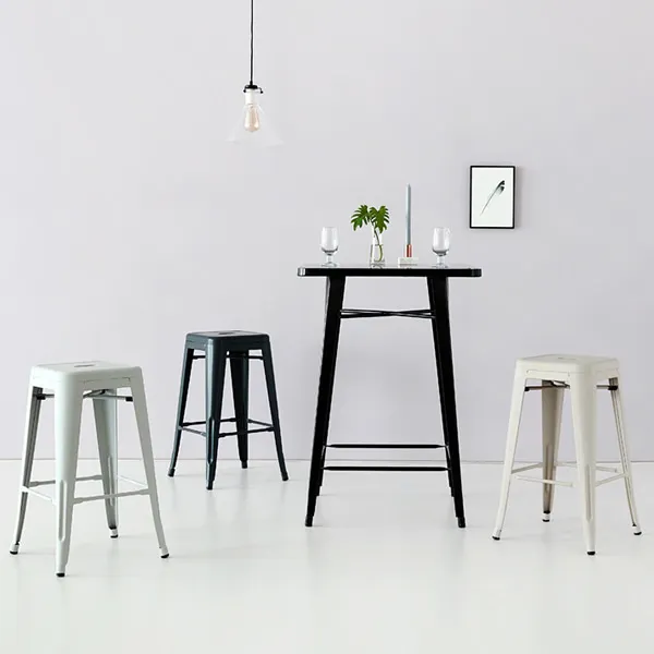Modern Design Square Metal Iron High Bar Tables 4 Legs Tall Table