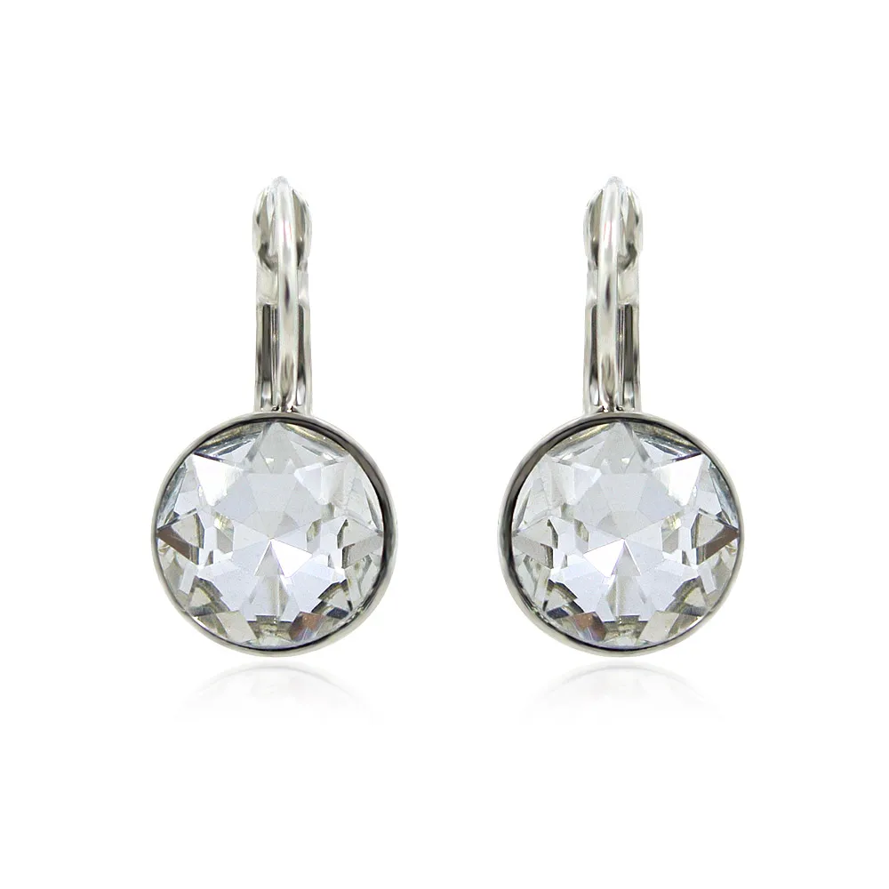 Jewelry 10mm Round CZ Crystals Bezel Bella Pierced Drop dangle earrings for women