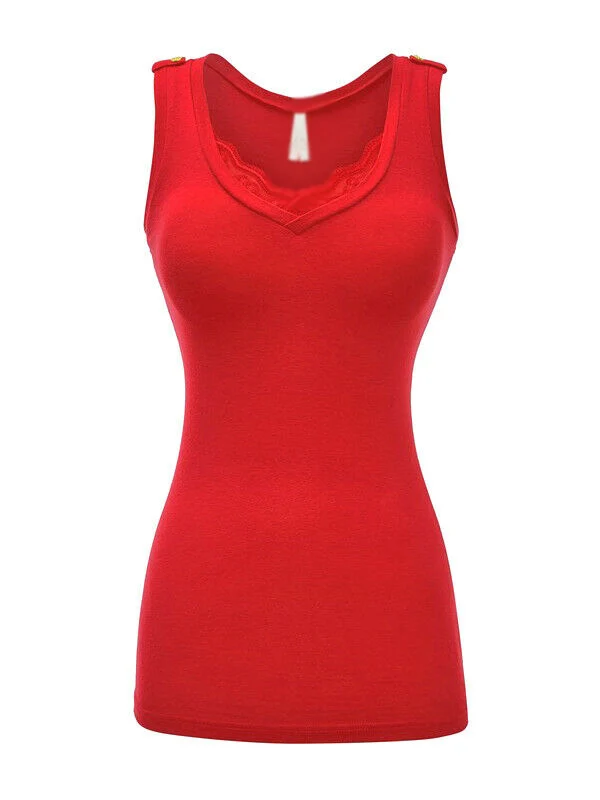  Женская хлопковая эластичная повседневная майка без рукавов OEM Базовая для фитнеса с V-образным вырезом кружевные Дешевые топы женские элегантные желтые Топы