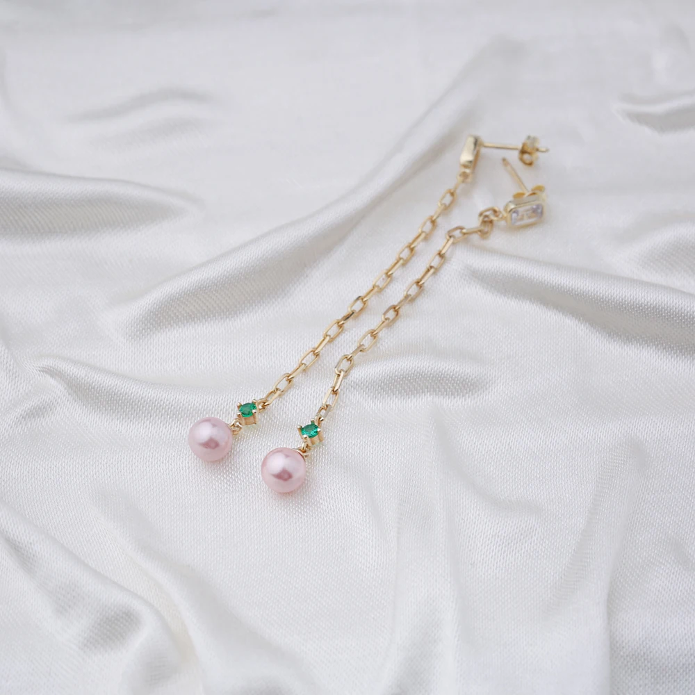 Dainty Pink Mallorca Pearl Charm Stud Earrings Turkish Wholesale 925 Sterling Silver Jewelry