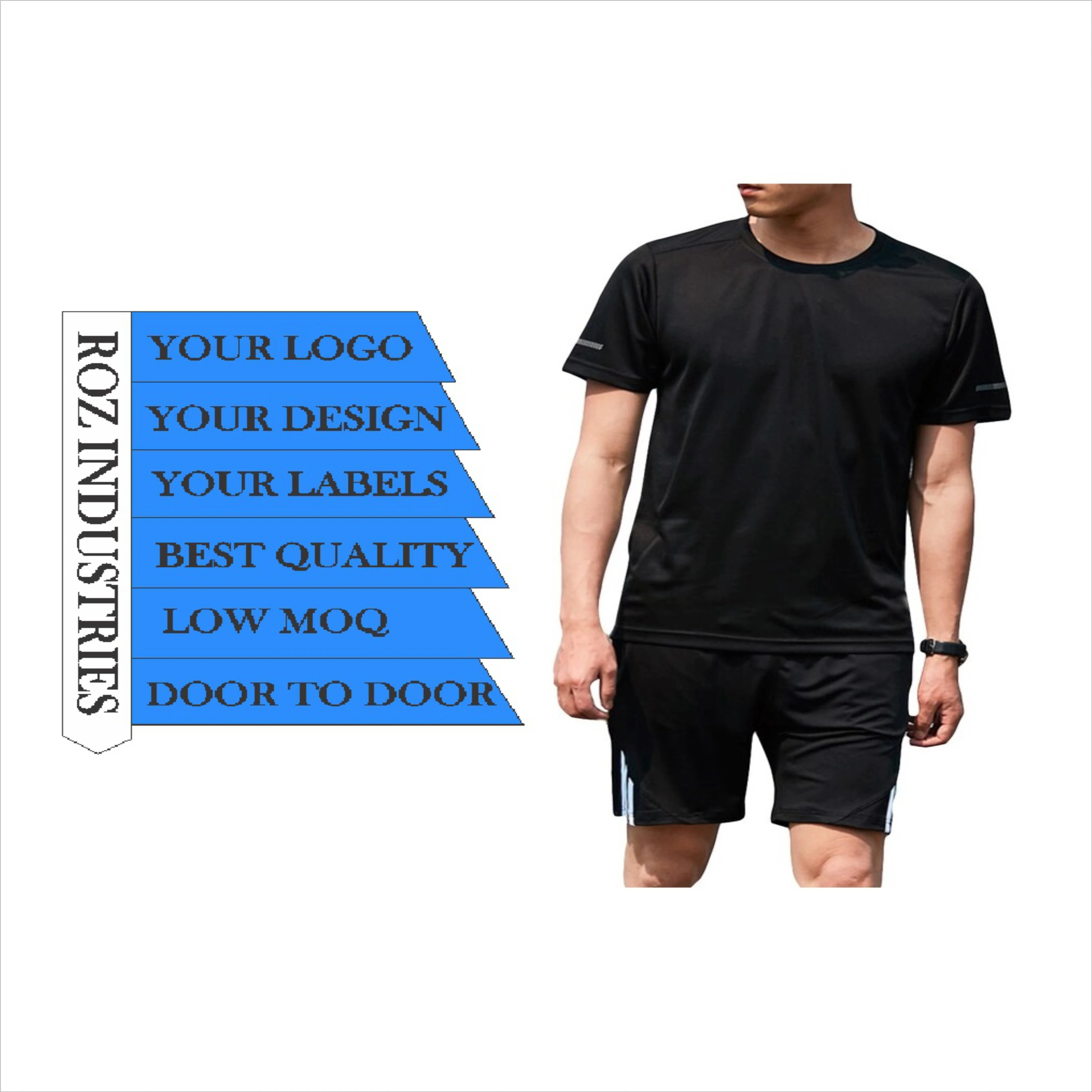 Men customized Slim fit Twin sets T-Shirts and shorts New design 100% cotton Men twin set