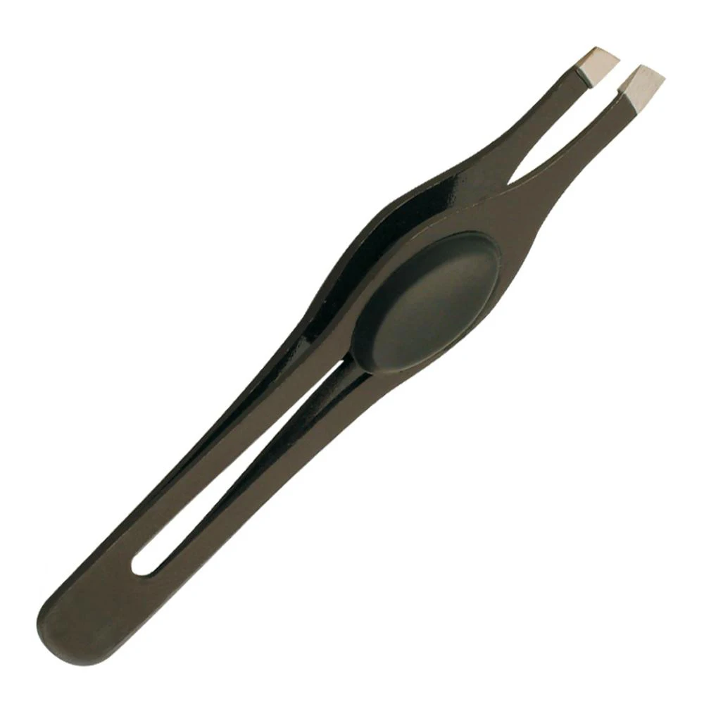 AUTOMATIC TWEEZERS AUTO SPRING TWEEZERS SLANT TIP WITH PLASTIC HANDLE and custom logo printing