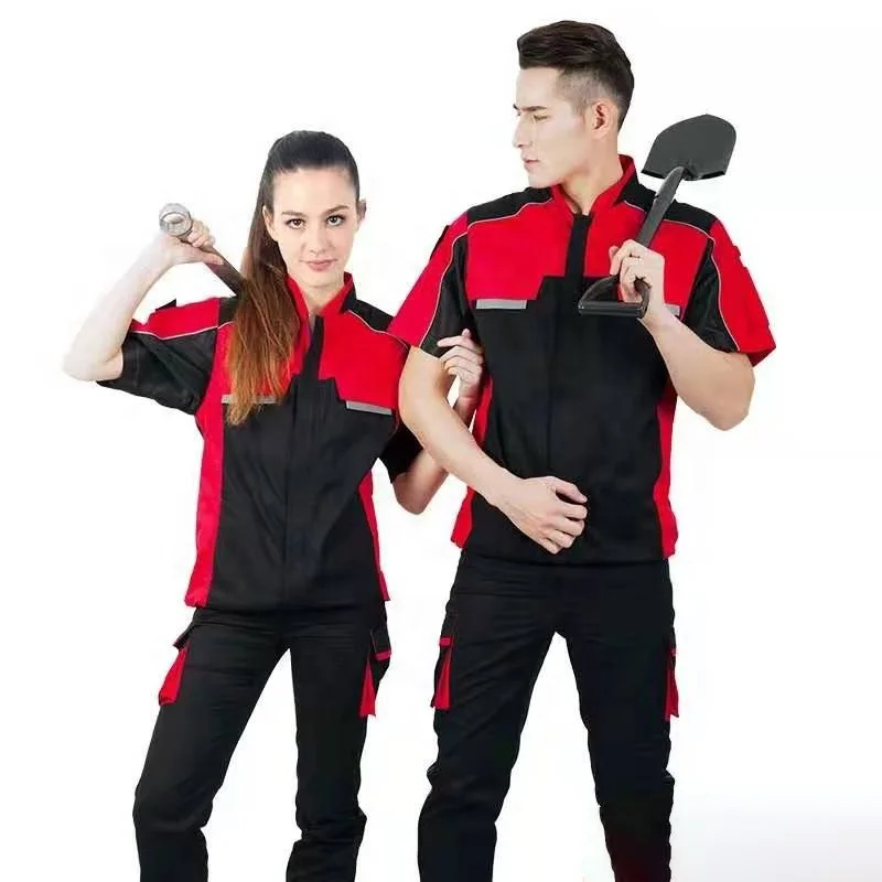 
Wholesale safety wear-resisting worker factory work wear Engineering Working Uniform or auto repair shortsleeve jackets and pant 