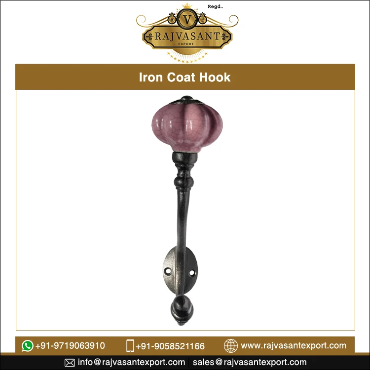 Hat Hanging Pegs Wall Mounted Hook Antique Cast Iron Colour Ceramic Coat Hooks/old Vintage Natural Matt Black Lacquer Pink Metal