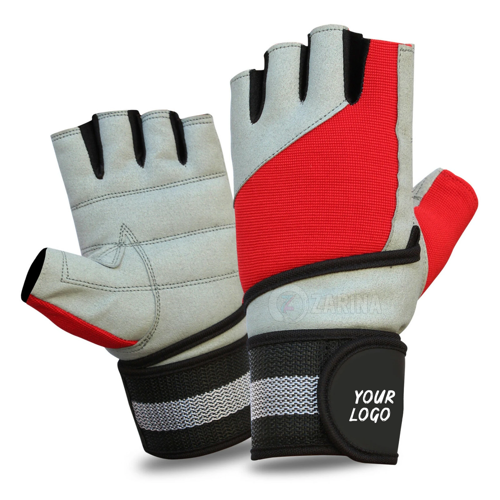 
Wrist Protector Compression Band Half Finger Gym Weightlifting Gloves Outdoor Sports Breathable Gym Training Red Gray Gloves 