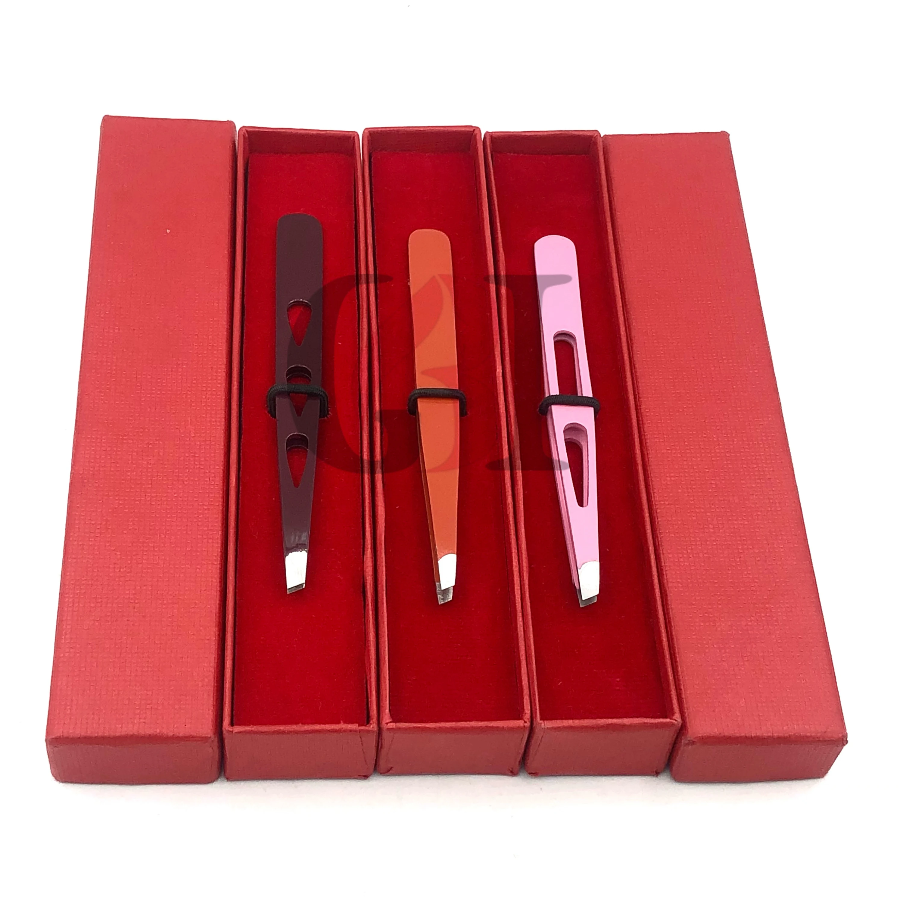 Professional Different Color Powder Coating Eyebrow Extension Tweezers Silver Tip Stainless Steel Custom Logo Beauty Instruments