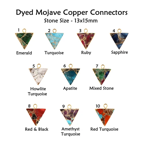 Minimalism triangle shape mohave copper red & black copper turquoise connector brass 18k gold plated diy single bail connectors