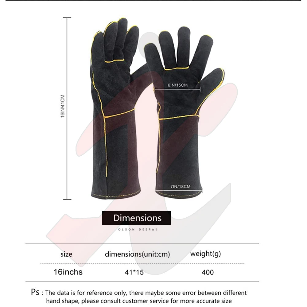 long cuff white top cow/goatskin grain protective leather welding hand gloves for soft tech