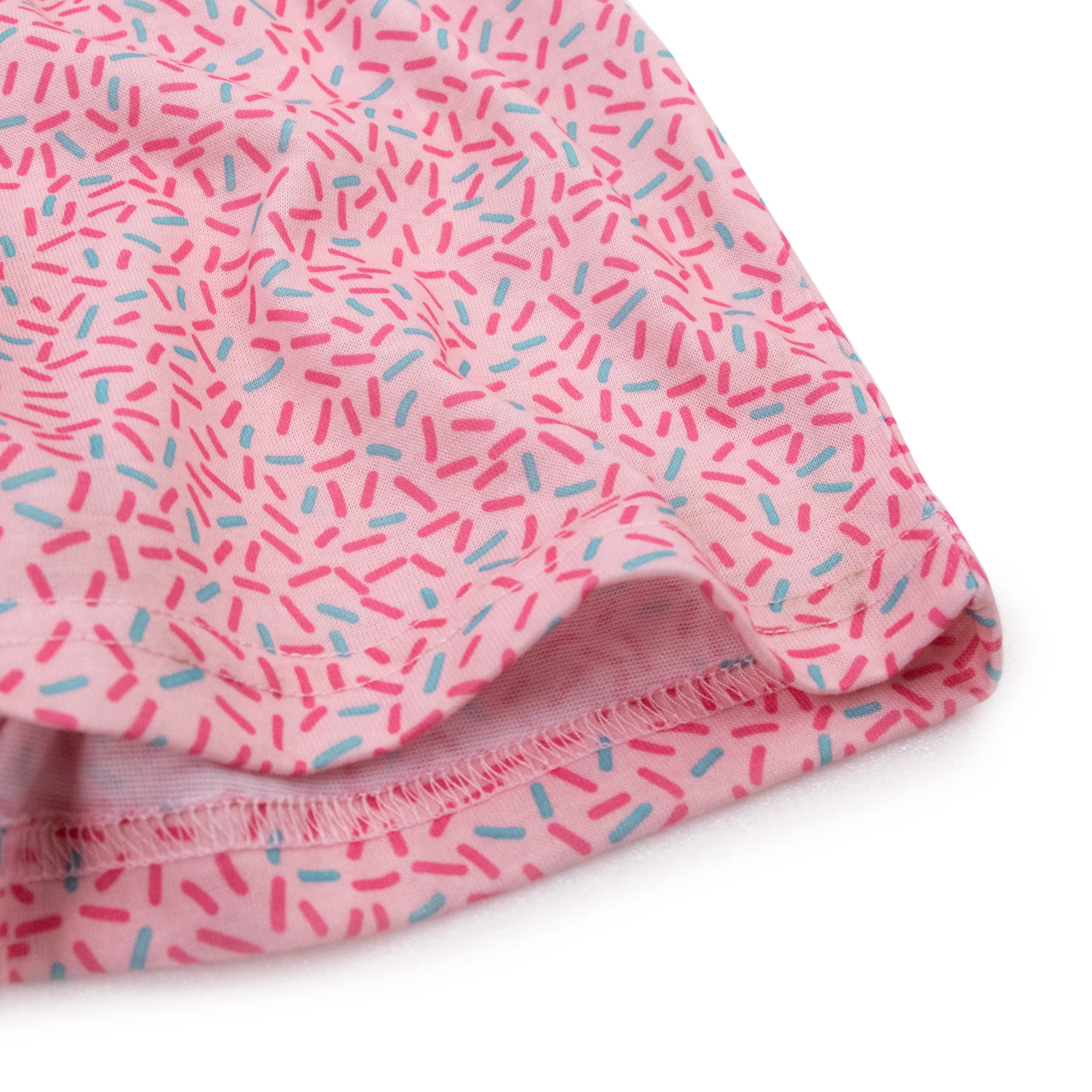 Cambodia FAMA factory Kids pajama set short sleeve PJ pink donuts rubber printing sweet pjs homewear