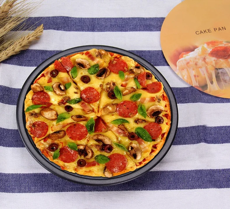 Wholesale Cooking Pie Deep Carbon Steel Tray Coating Grill Baking Non Stick Pizza Pan