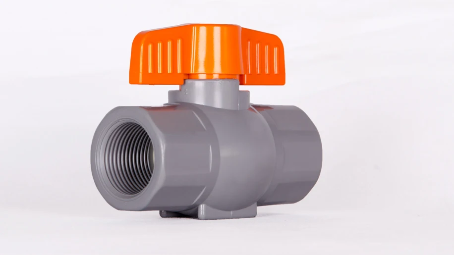 Plastic Material Hand Operated Threaded Ball Valve Orange Handle Export From Vietnam