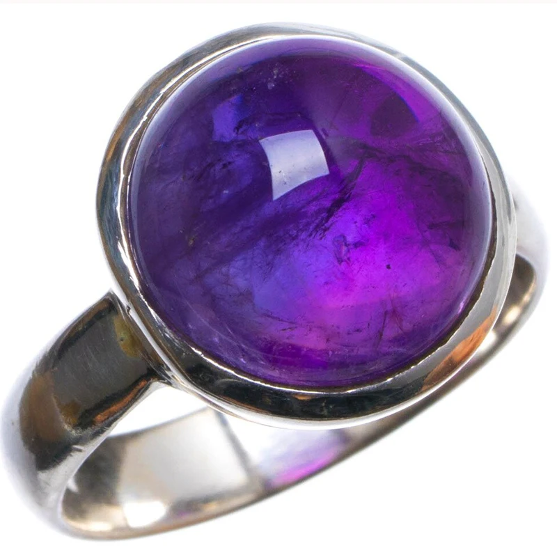 
amethyst gemstone round shape 925 sterling silver ring for bulk quantity 