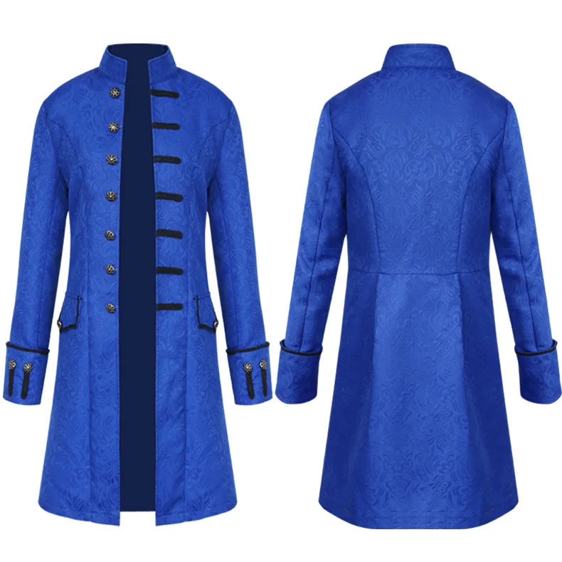 Men Medieval Retro Tops Shirts Jackets Renaissance Steam Punk Gothic Print Coat Outerwear Prince Stage Drama Cosplay Costume