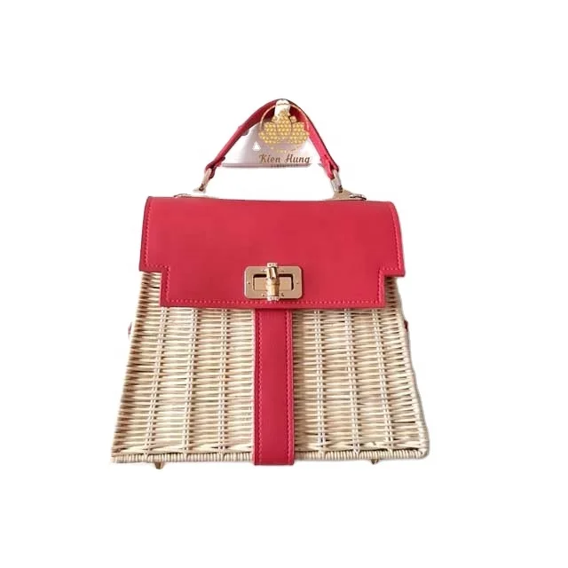 Custom Price Brand OEM ODM Lady Fashion High-end Leather Rattan Bag