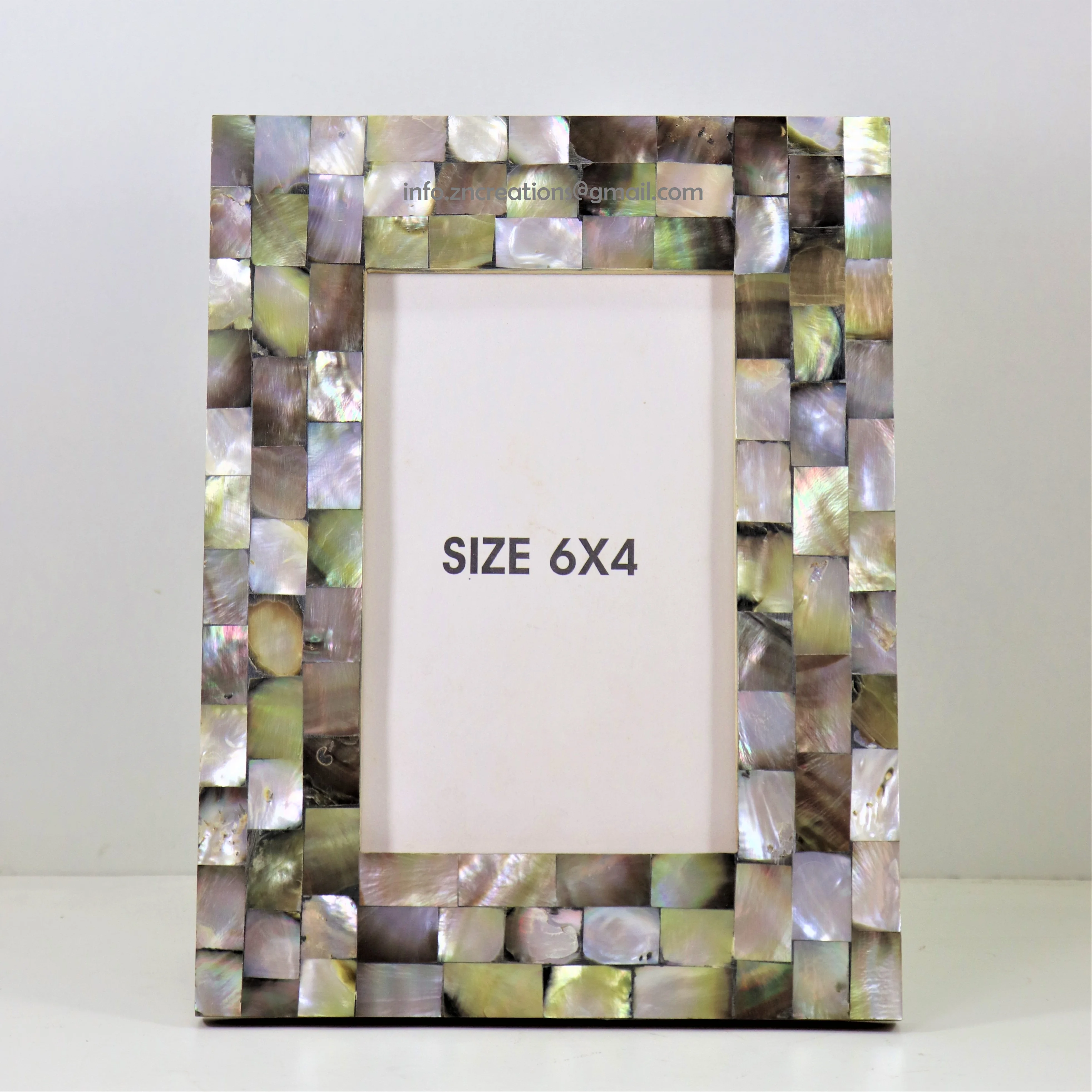 Handmade Mother of Pearl Photo Frame MOP Photo Frames with MFD Wood board support High Quality Handcrafted Canvas Picture Frame