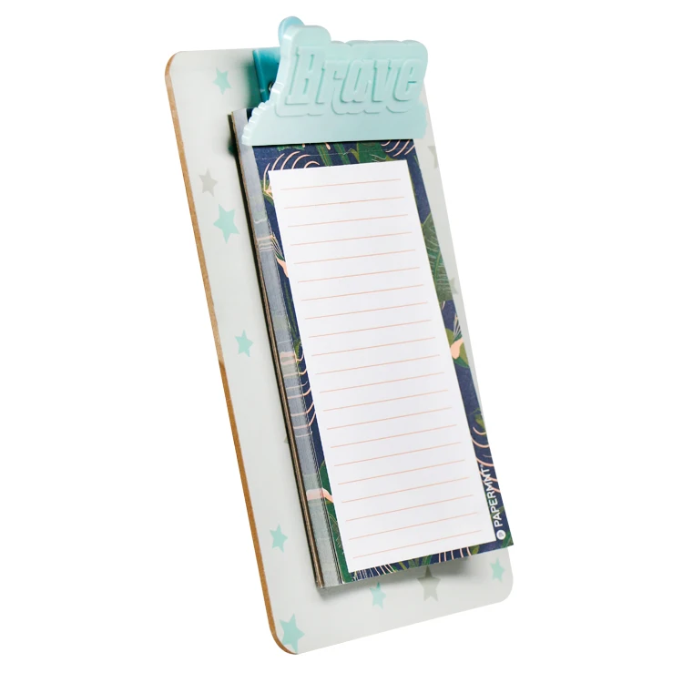 Hot sale cute writing board with fashion pattern and plastic clip, menu paper files holder for kids,clipboard