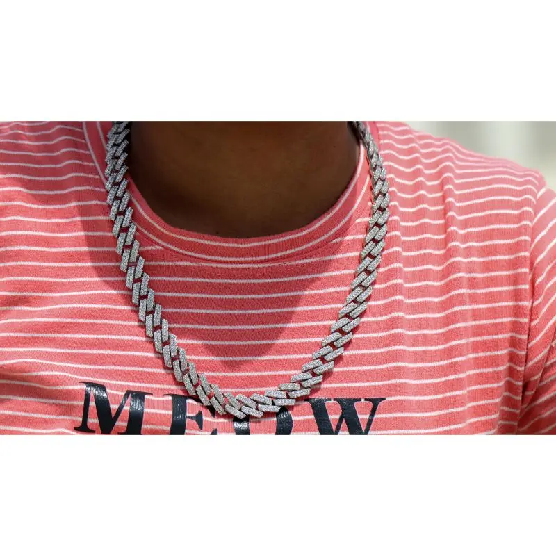 КУБИНСКИЙ звено цепи бриллиант 925 стерлингового серебра цепи из нержавеющей стали в Кубинском стиле, мужское ожерелье ювелирные изделия высокого качества в стиле «хип-хоп» для серебра бриллиантов кубинская цепь