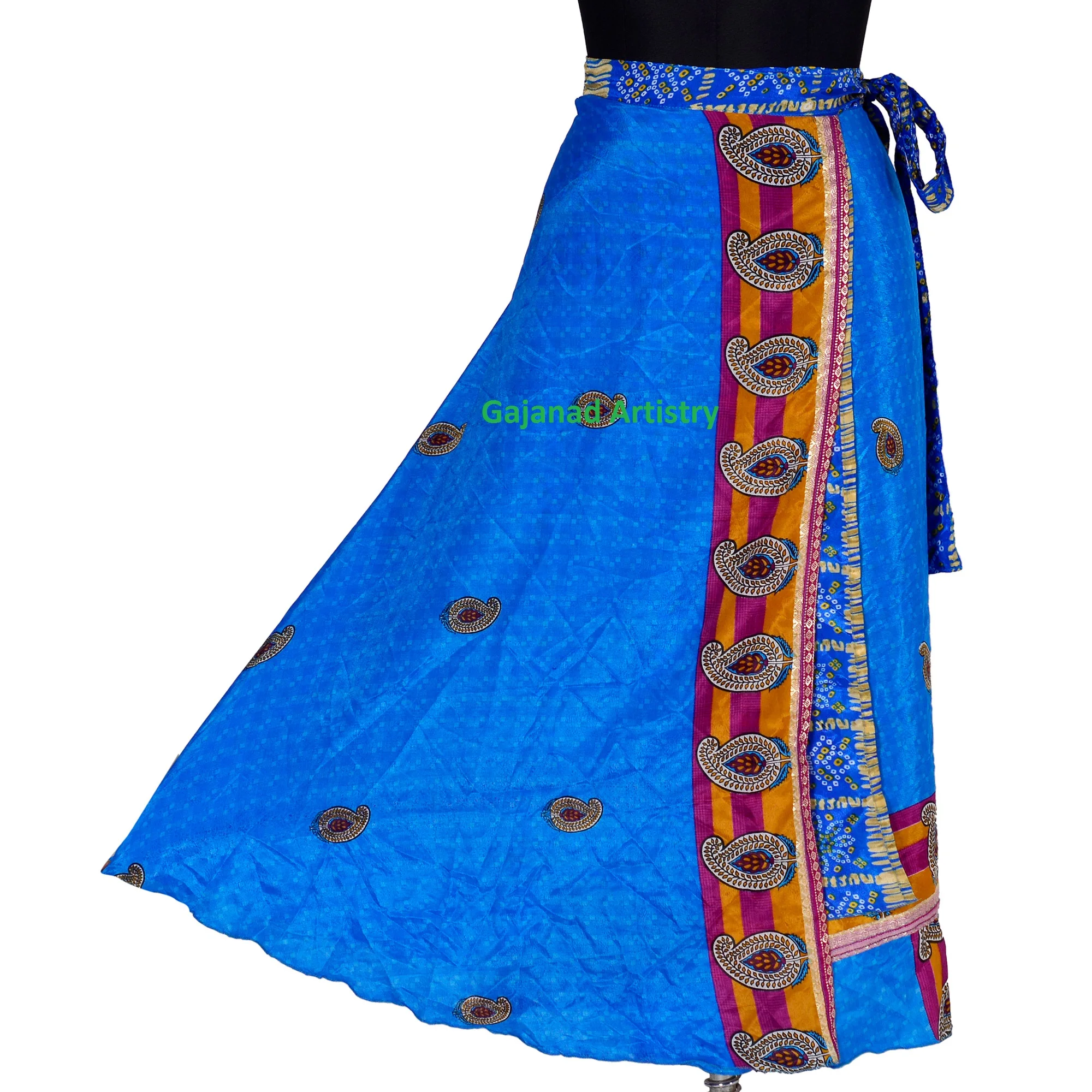  Wholesale Lots Sari silk wrap skirt Reversible and Lightweight Floaty Double layer Long Skirts Ties