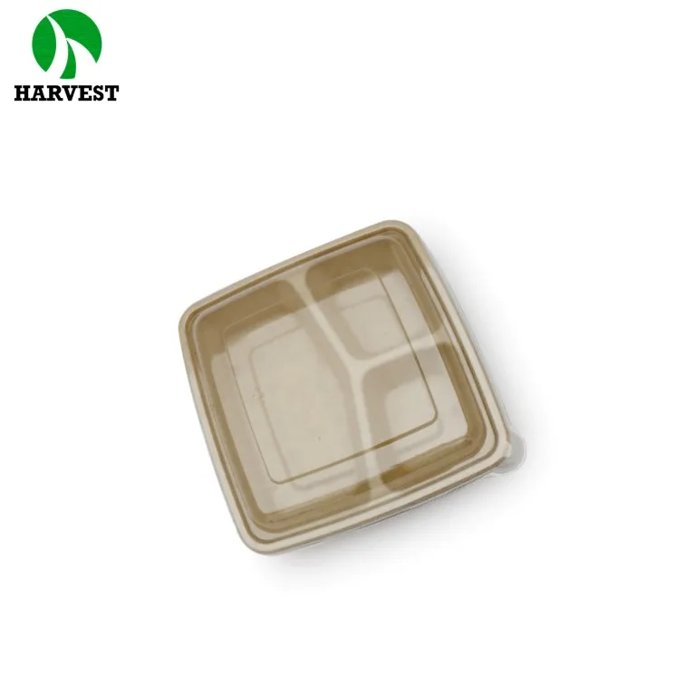 8 Inch 9 Inch Square Bamboo Pulp Compostable Container For Food