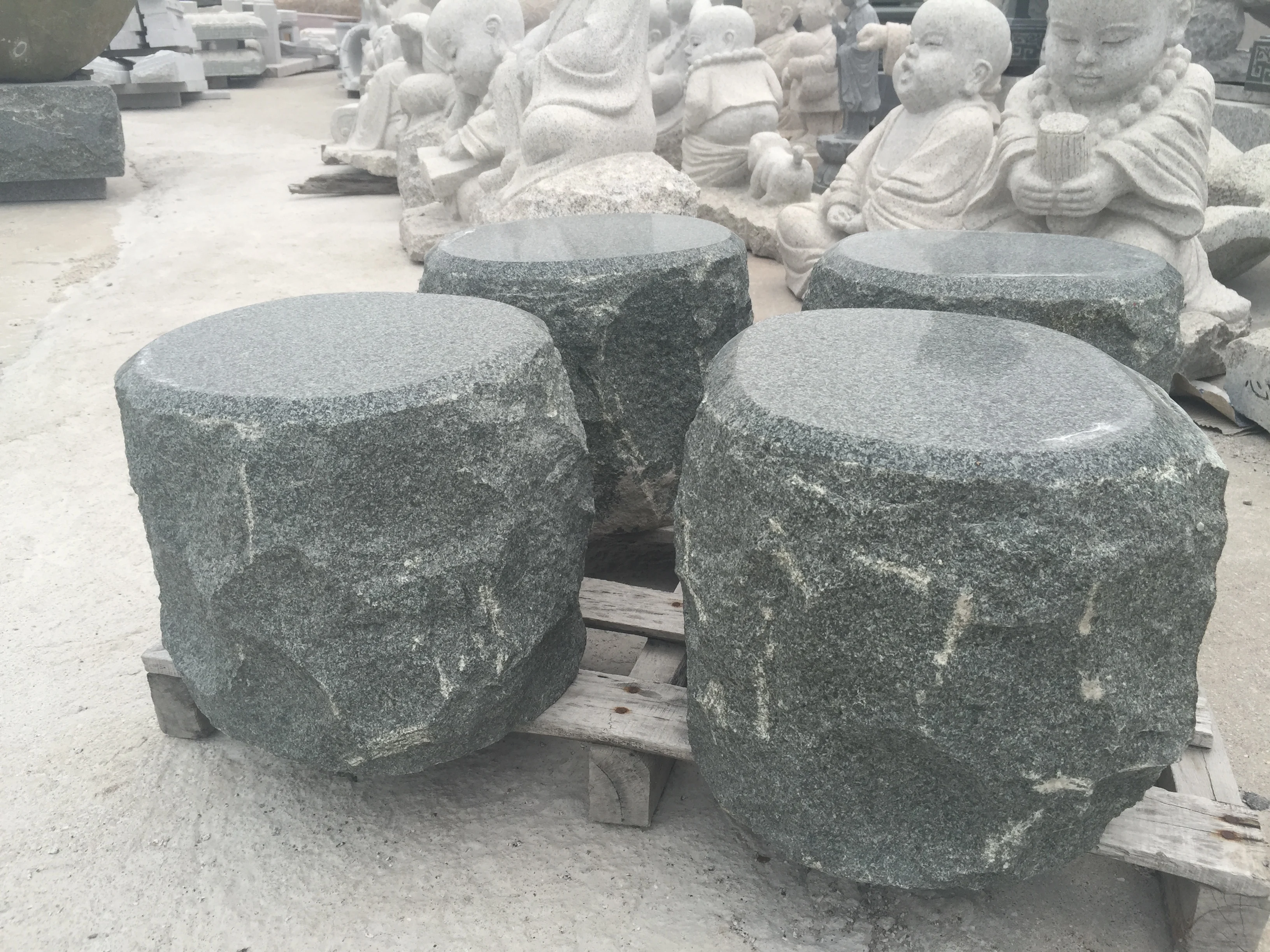  Simple Handmade Granite Stone Outdoor Garden Decorative Curve Polish Bench Chair Red for