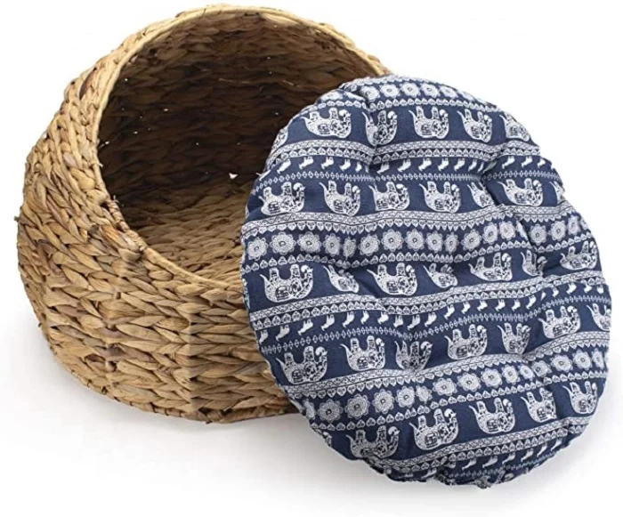 Handmade Wicker Non-toxic Indoor Cat House Small Dog Sleeping Bed Water Hyacinth Pet Basket Bed Made in Vietnam