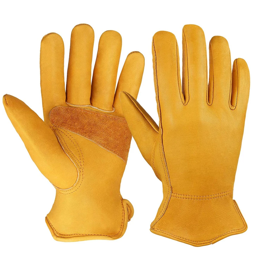 custom made grade AB red cow split leather mechanic hand tools welding gloves with palm added