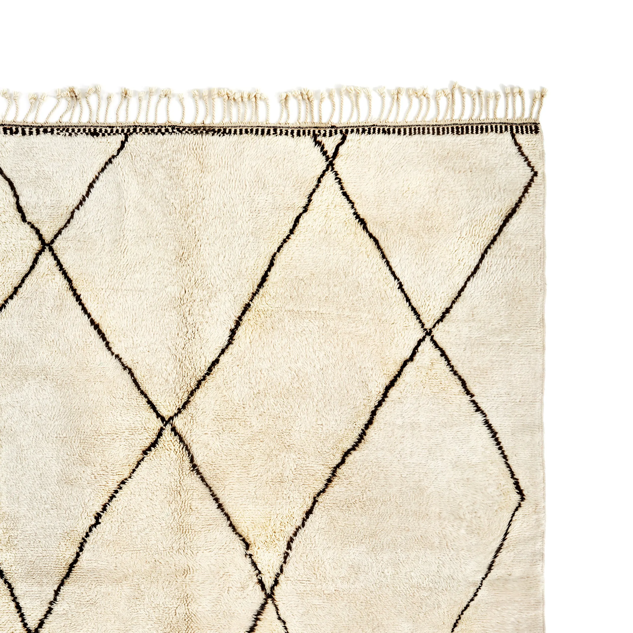 Unique Beni ourain rug soft bedroom rug Moroccan Boho Beni Ourain  Albertina Hand Knotted Wool Cotton Black Beige Area Rug