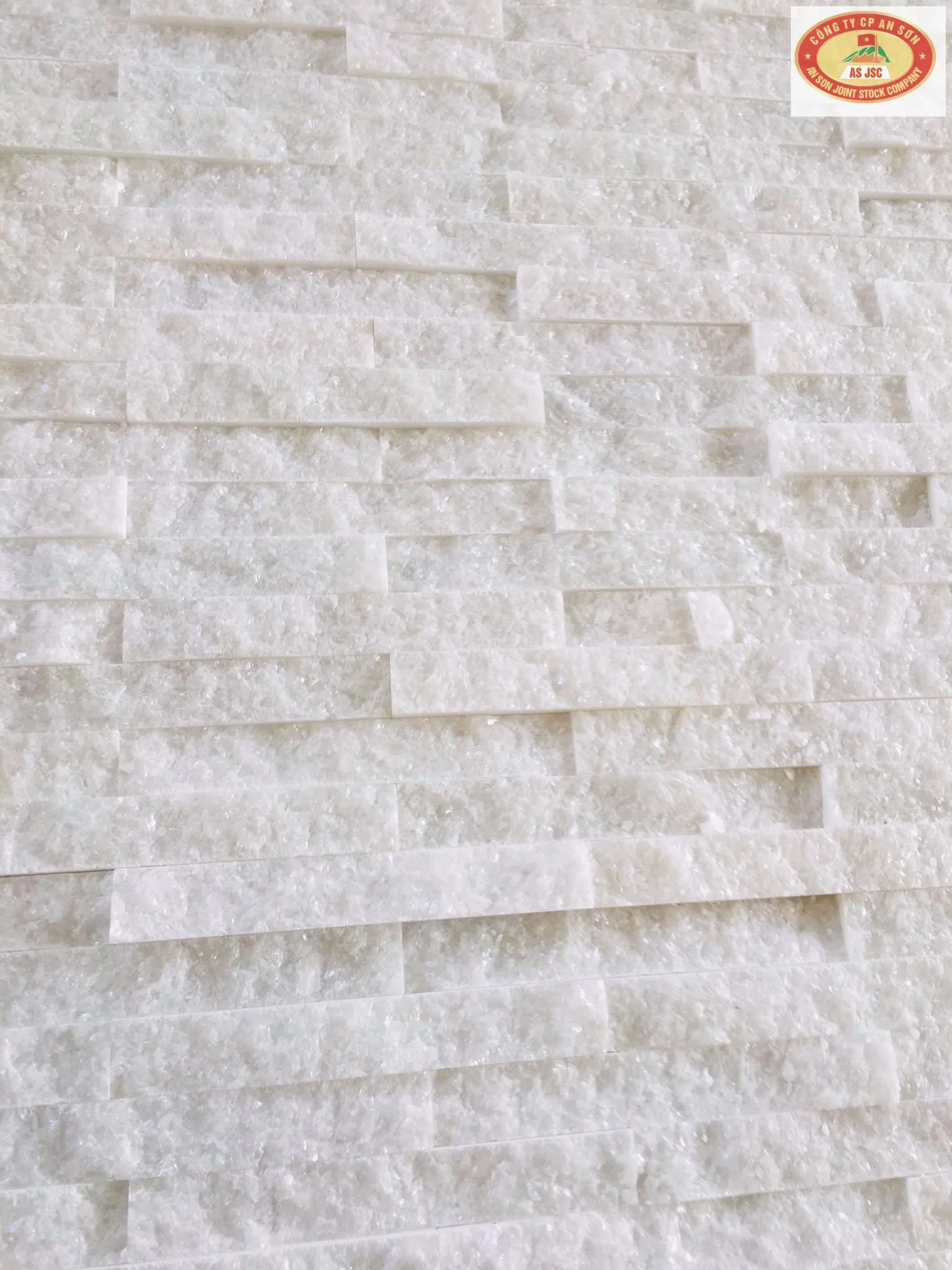 White marble  split face stone tile stacked panel (100% Natural Marble)