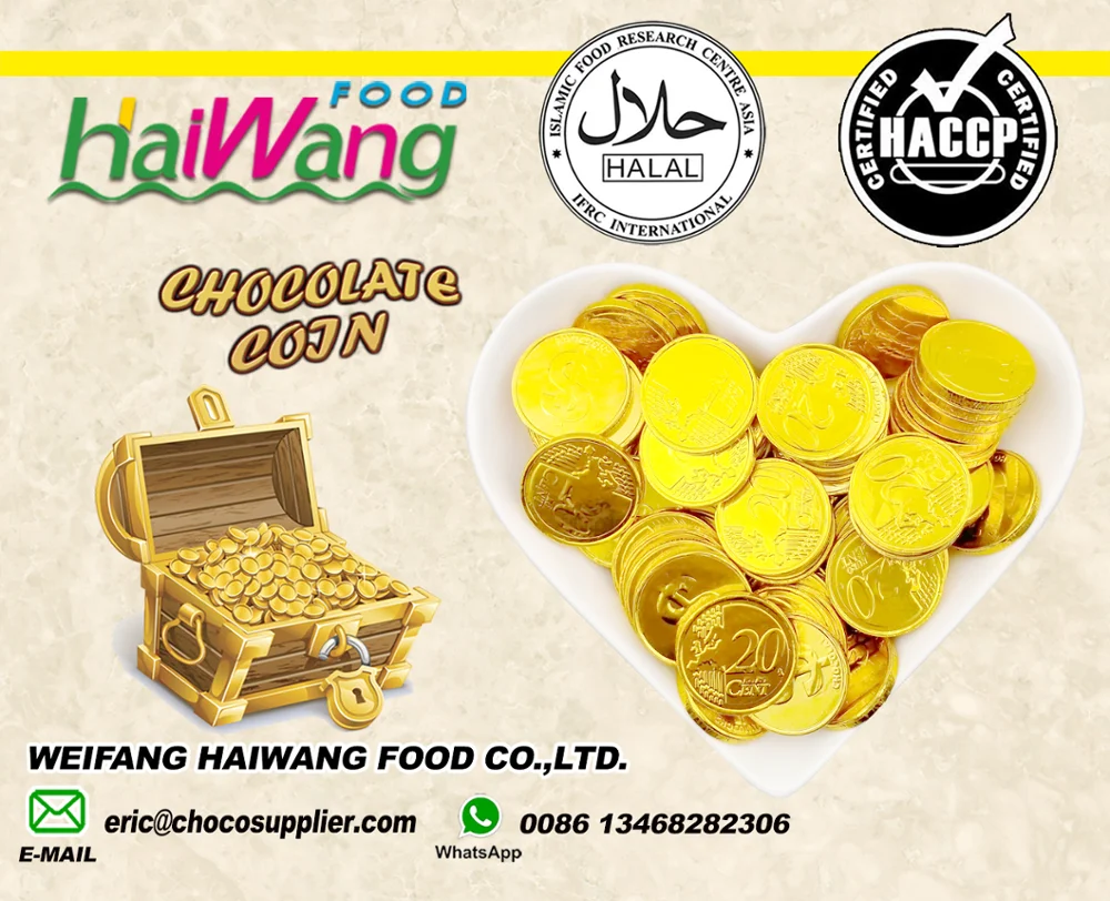 Supply Colorful Packaging 3g 5g Gold Coin Shape Sweet  Chocolate Candy Halal Candies Low Price Wholesale